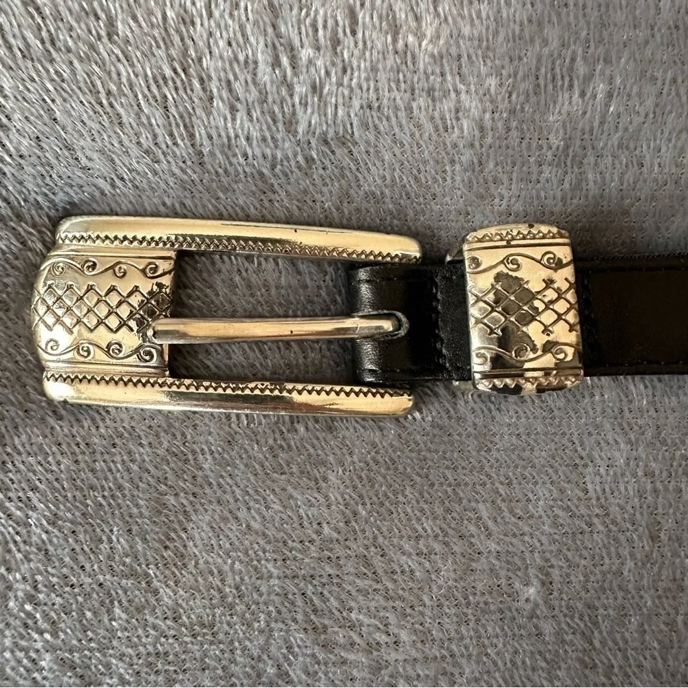 Brighton Black silver buckle Leather Belt Size S/28